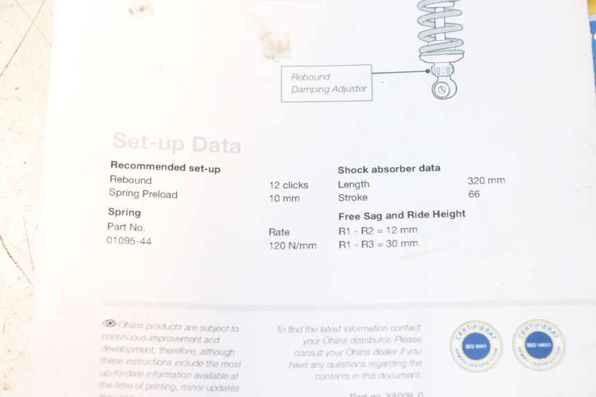 photo de AMORTISSEUR ARRIERE YAMAHA FZ8 800 (2010 - 2016) - Aperçu profil